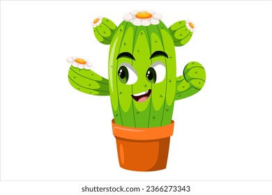 Cute Cactus Character Design Illustration