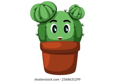 Cute Cactus Character Design Illustration