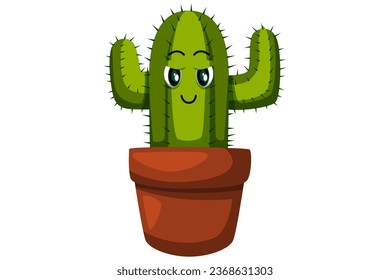 Ilustración de diseño de caracteres Cactus Cute