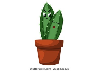 Cute Cactus Character Design Illustration