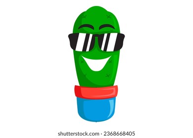 Cute Cactus Character Design Illustration