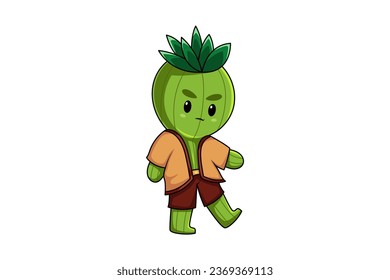 Cute Cactus Character Design Illustration