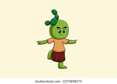 Cute Cactus Character Design Illustration