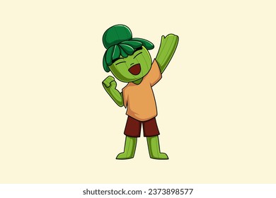 Cute Cactus Character Design Illustration