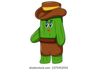 Cute Cactus Character Design Illustration