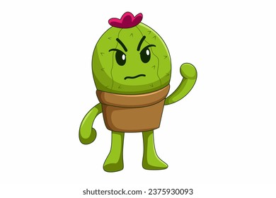Cute Cactus Character Design Illustration