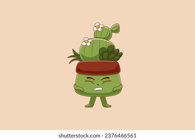Cute Cactus Character Design Illustration