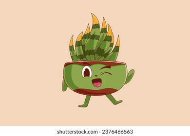 Cute Cactus Character Design Illustration