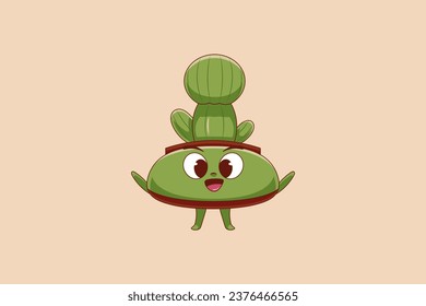 Cute Cactus Character Design Illustration