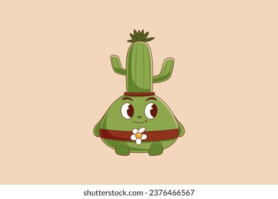 Cute Cactus Character Design Illustration