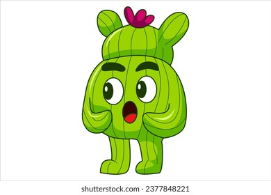 Cute Cactus Character Design Illustration