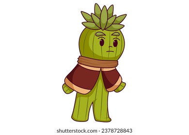 Cute Cactus Character Design Illustration