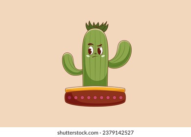 Cute Cactus Character Design Illustration