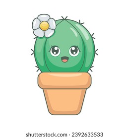 Cute Cactus Character Design Illustration