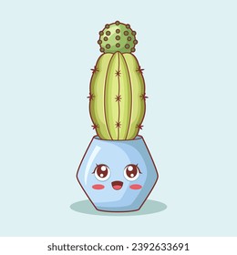Cute Cactus Character Design Illustration