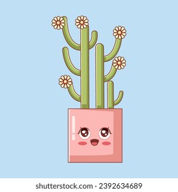 Cute Cactus Character Design Illustration