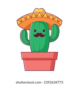 Cute Cactus Character Design Illustration