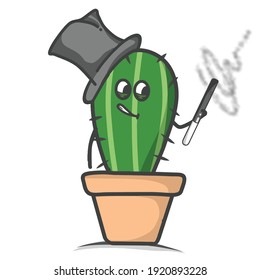 cute cactus character design vector template illustration