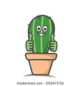 cute cactus character design vector template illustration