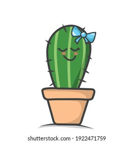 cute cactus character design vector template illustration