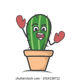cute cactus character design vector template illustration