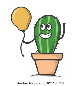 cute cactus character design vector template illustration