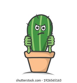 cute cactus character design vector template illustration