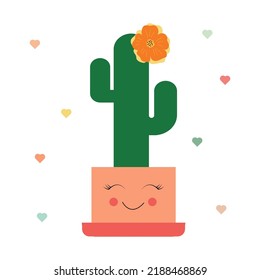 Cute cactus character design vector template illustration. Isolated element.