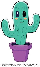 Cute Cactus Character with Flat Design Vector