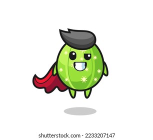 the cute cactus character as a flying superhero , cute style design for t shirt, sticker, logo element