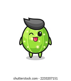 cute cactus character in sweet expression while sticking out her tongue , cute style design for t shirt, sticker, logo element