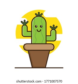 cute cactus character vector illustration