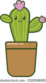 Cute Cactus Character - Vector Image Illustration