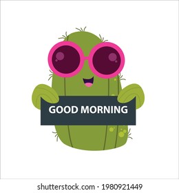 cute cactus character vector template design illustration