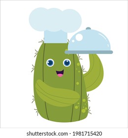 cute cactus character vector template design illustration