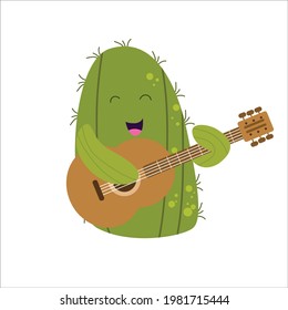 cute cactus character vector template design illustration