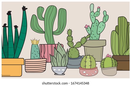 Ilustración del vector de colección Cactus
