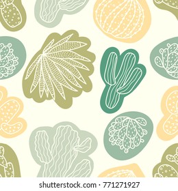 Cute cactus. Colorful seamless pattern.