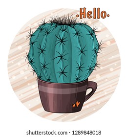 Cute cactus colors sketch print hand drawn vector illustration