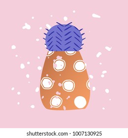 Cute cactus in copper pots in trendy colors