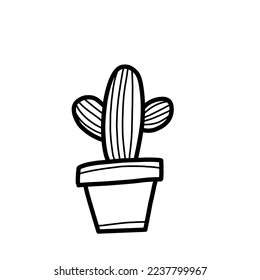 Cute cactus doodle vector illustration