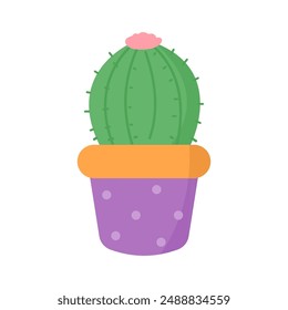 Cute cactus in a dot purple pot