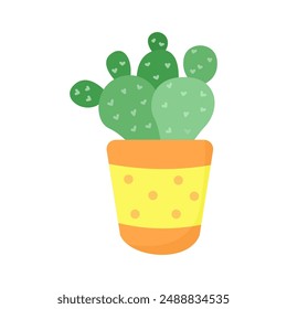 Cute cactus in a dot yellow pot