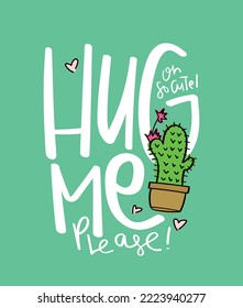 Cute cactus drawing, cacti design. For fashion graphics, t shirt prints, cards, templates.