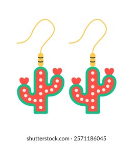 Cute Cactus Earrings Icon Illustration