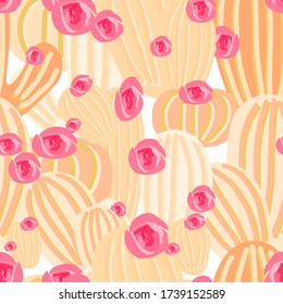 
Cute Cactus Flower Vector Pattern Seamless