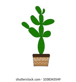 Cute cactus in a flowerpot on a white background