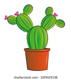 cute cactus with flowers