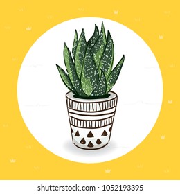 Cute cactus with hand drawing style