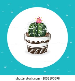 Cute cactus with hand drawing style